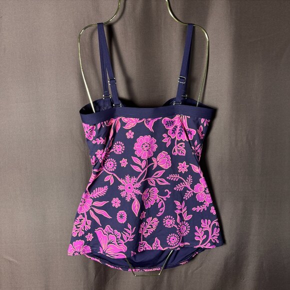 Lands' End 4, 2-10 LONG Bandeau Tankini Swimsuit Top Removable Adjustable Straps - Picture 6 of 10